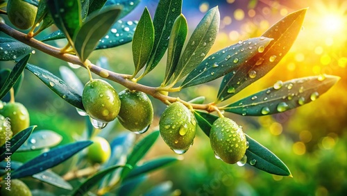 Croatian Olive Branch, Rain-Wet Leaves, Summer Shower, Adriatic Coast