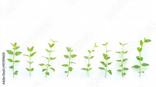 Wallpaper Mural Fresh Mint Leaves on White Background: A Botanical Delight Torontodigital.ca