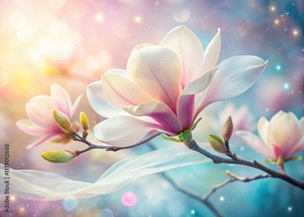 Double Exposure Magnolia Blossom Banner Spring Floral Design Double Exposure Magnolia Blossom Banner Spring Floral Design