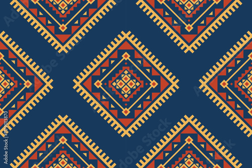 Fabric Aztec pattern background. Geometric ethnic oriental seamless pattern traditional. Mexican style. Design for illustration, fabric, clothing, carpet, textile, batik, embroidery.