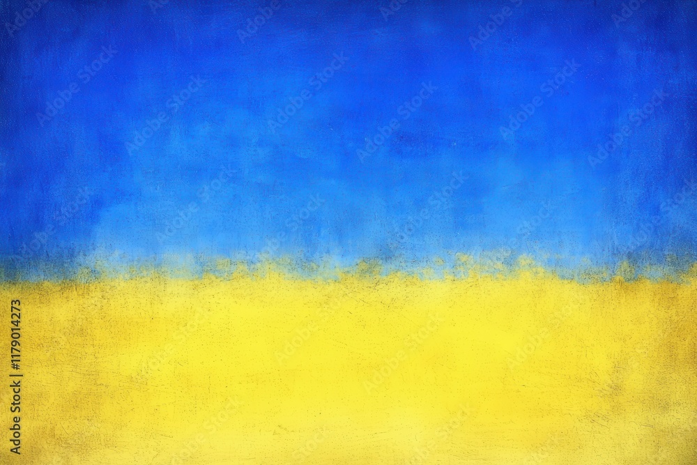 Obraz premium A bold gradient from dark blue to bright yellow with a heavy grain texture, creating a vintage poster look