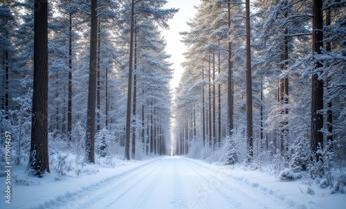 Wallpaper Mural Serene winter landscape with snowy trees Torontodigital.ca