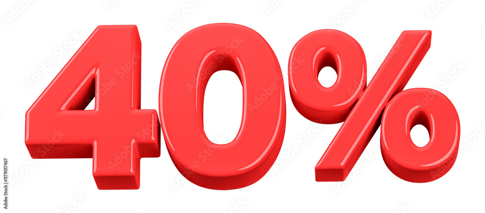 40 Percent Off Sale Number Red 3D illustration 40 Percent Off Sale Number Red 3D illustration
