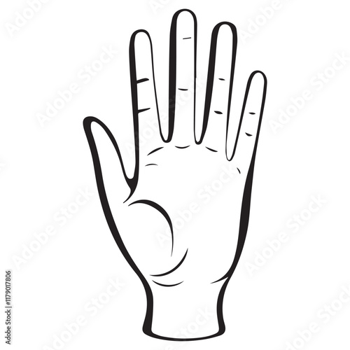 Outline of an Open Hand with Lines