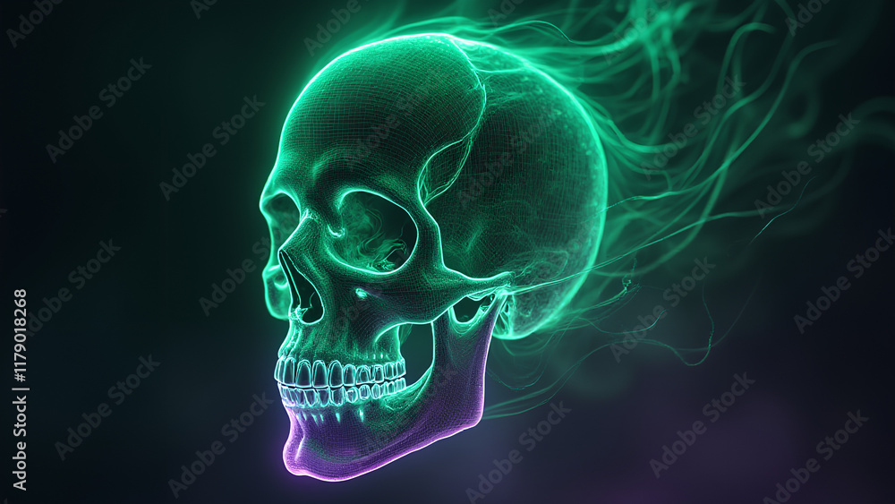 A Light Trail Biomorphic Fusion of a Skull