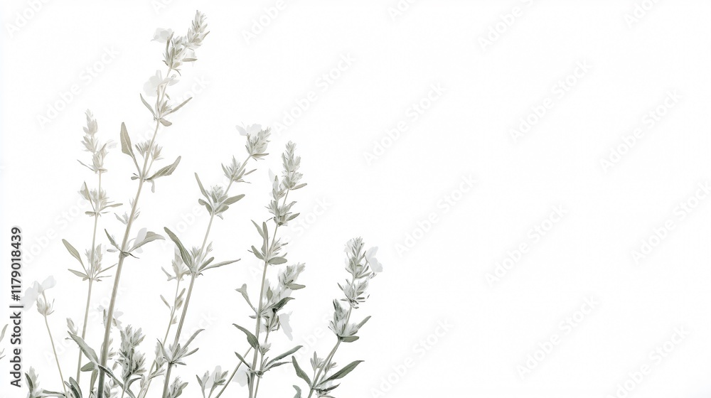 Elegant Lavender Flowers on White Background - Minimalist Floral Photography Elegant Lavender Flowers on White Background - Minimalist Floral Photography