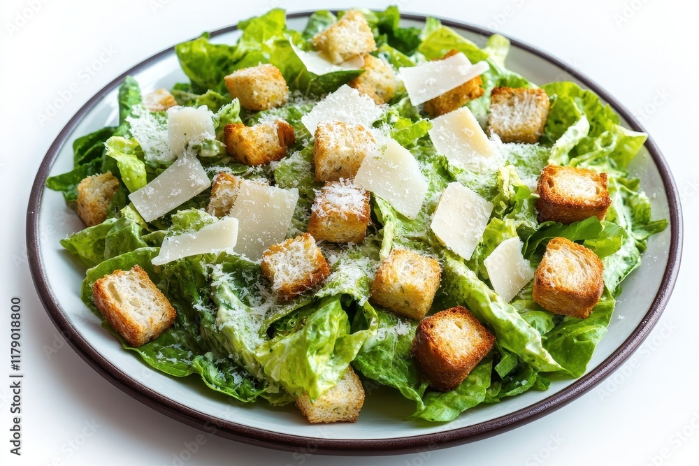 Caesar Salad Plate, Croutons, Parmesan, Studio Shot, Food Photography Caesar Salad Plate, Croutons, Parmesan, Studio Shot, Food Photography