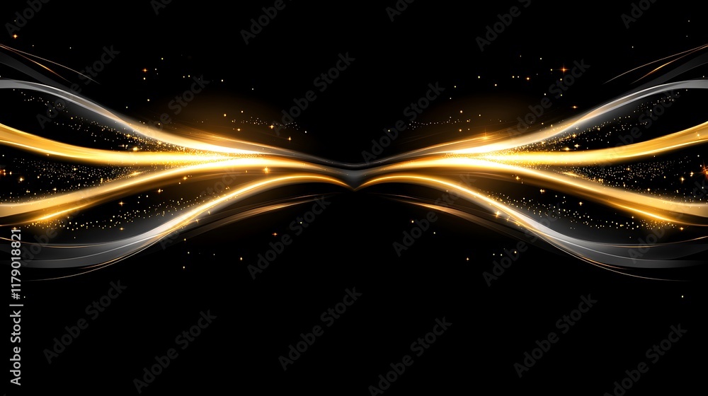 Fototapeta premium Golden Light Waves Abstract Design Background