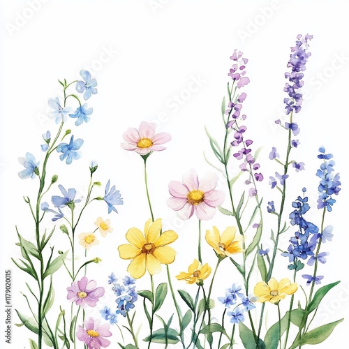 Wallpaper Mural Watercolor Wildflowers Illustration Torontodigital.ca