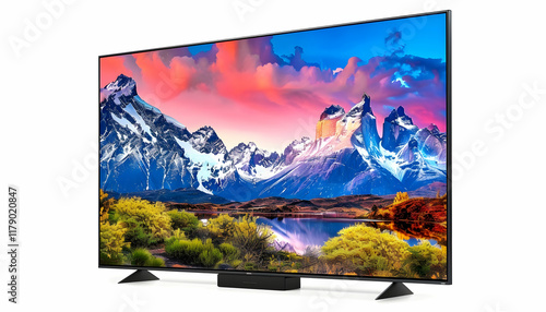 Stunning Mountain Lake Landscape 3D TV Screen Illustration