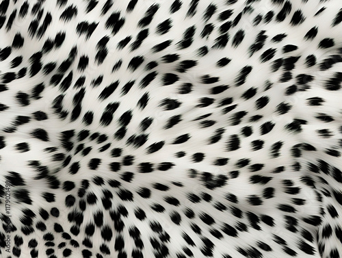 Incredible Realistic black and white long pile animal print rug or fur coat fashion background