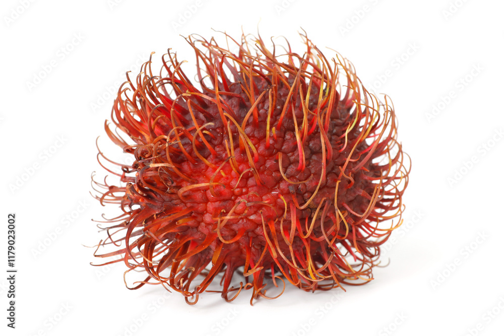 Fototapeta premium Delicious ripe rambutan isolated on white. Exotic fruit