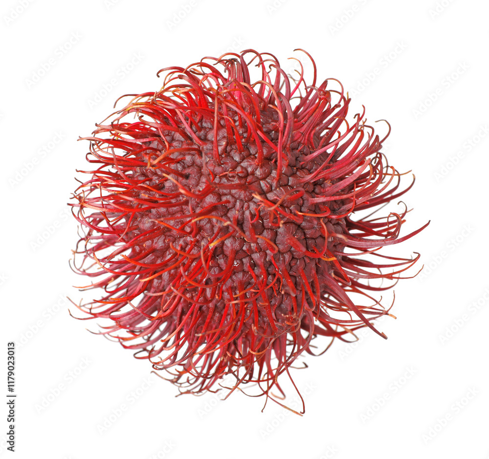 Naklejka premium Delicious ripe rambutan isolated on white. Exotic fruit