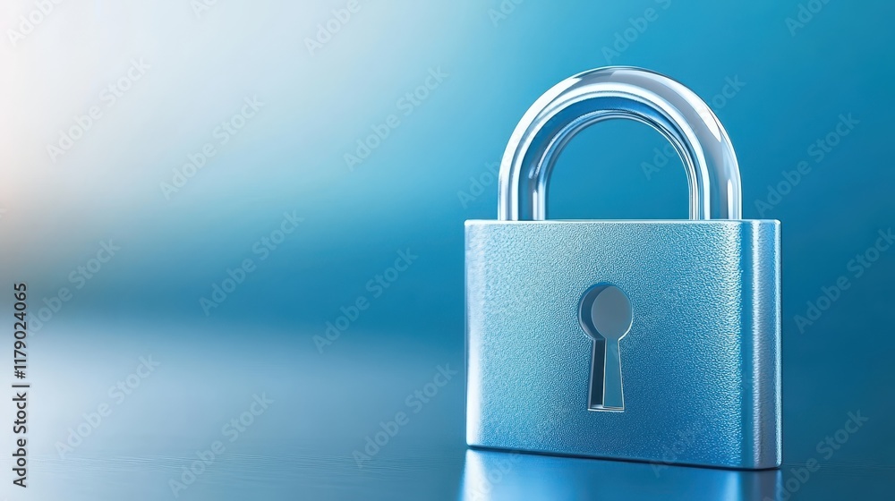 Padlock on blue, symbolizing security, data protection and privacy in the digital age Padlock on blue, symbolizing security, data protection and privacy in the digital age