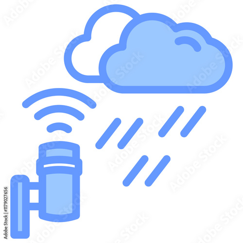 Rainfall Icon Outline Blue