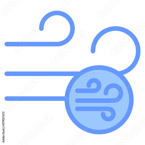 Wind Icon Outline Blue