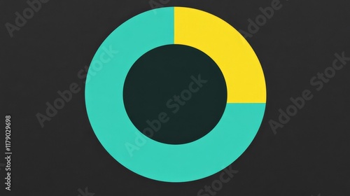 Abstract composition, green and yellow circle on a black background green