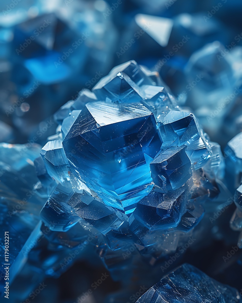 Vivid Blue Crystal Cluster Close Up Macro Vivid Blue Crystal Cluster Close Up Macro