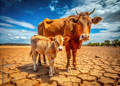 Australia's drought: a parched cow and calf, poignantly captured in heartbreaking food photography. photo