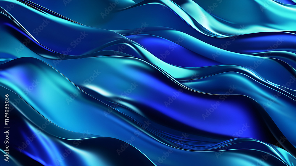 Fototapeta premium Abstract gradient flow with deep blue and emerald tones, mimicking ocean depths, with layered texture resembling flowing water, high gloss and rich light gradients 