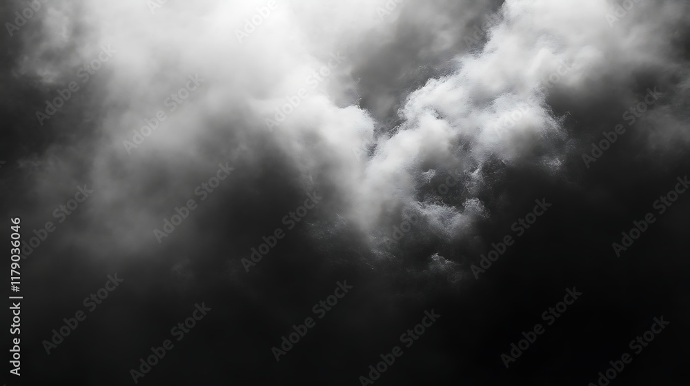 Obraz premium Dramatic grayscale cloudscape, dark and light clouds contrast.