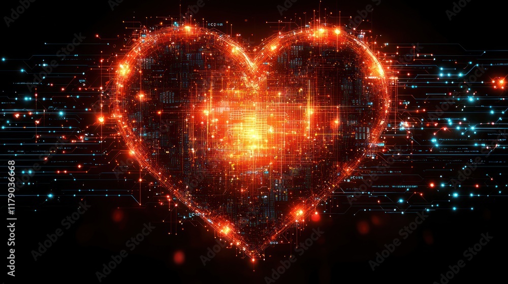 Digital Heart: A Glowing Symbol of Modern Love and Technology Digital Heart: A Glowing Symbol of Modern Love and Technology