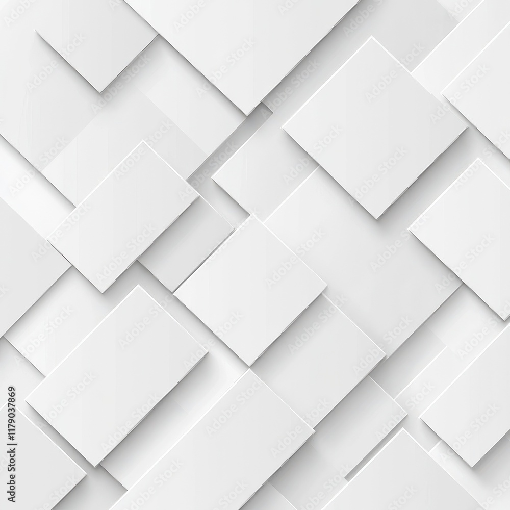 Obraz premium Modern white and light grey square overlapped pattern on background with shadow. white background. Minimal geometric white light background abstract design. Elegant white and grey Background.