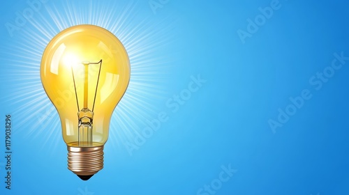 Illuminating innovation, a bright light bulb against vibrant blue backdrop bright