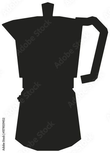 Vecteur silhouette d'une cafetière Italienne, ressource graphique pour conception de visuels de communication sur le café et le petit déjeuner, dégustation de café moka expresso