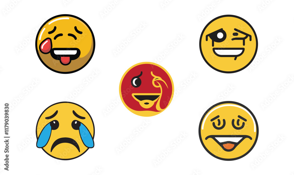 set of cartoon smileys set of cartoon smileys