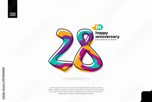 Number 28 logo icon design, 28th birthday logo number, anniversary 28
