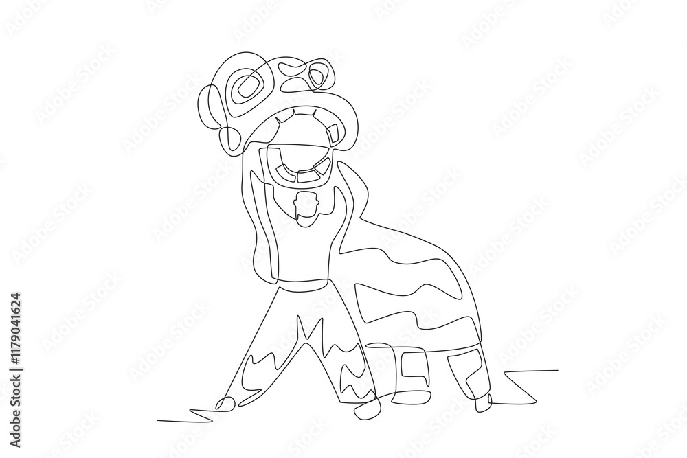 Lion dances concept one-line drawing Lion dances concept one-line drawing