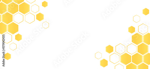 Beehive honey sign with hexagon grid cells on white background vector.