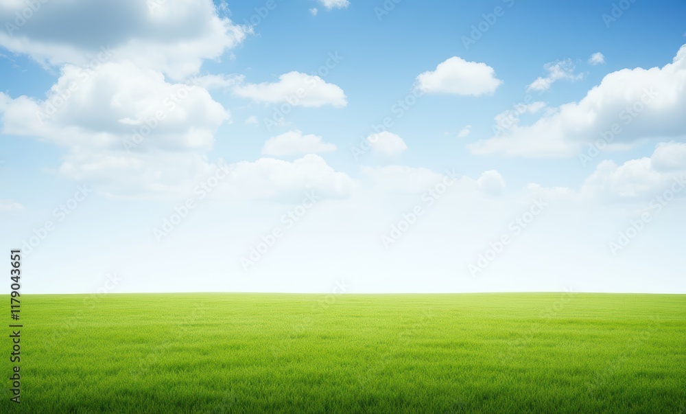 Lush green field under a blue sky Lush green field under a blue sky