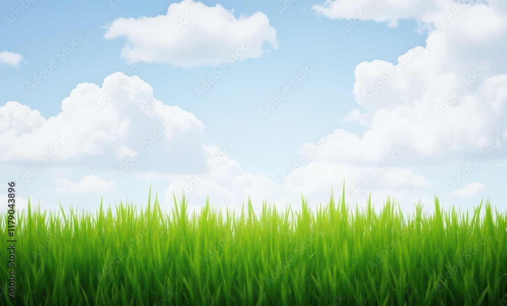 Vibrant green grass under a blue sky Vibrant green grass under a blue sky