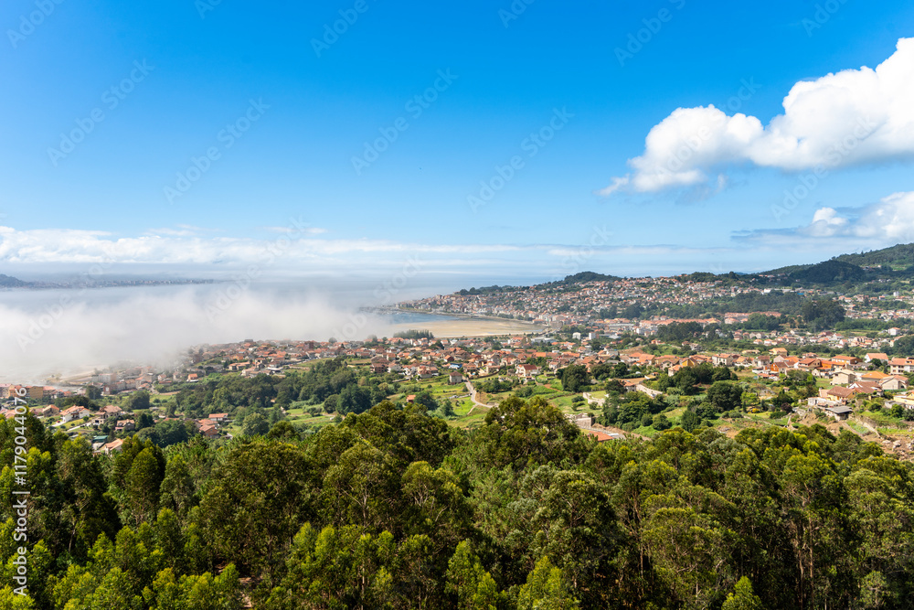 Foggy Landscape of Moana's Coast in Galicia, Spain