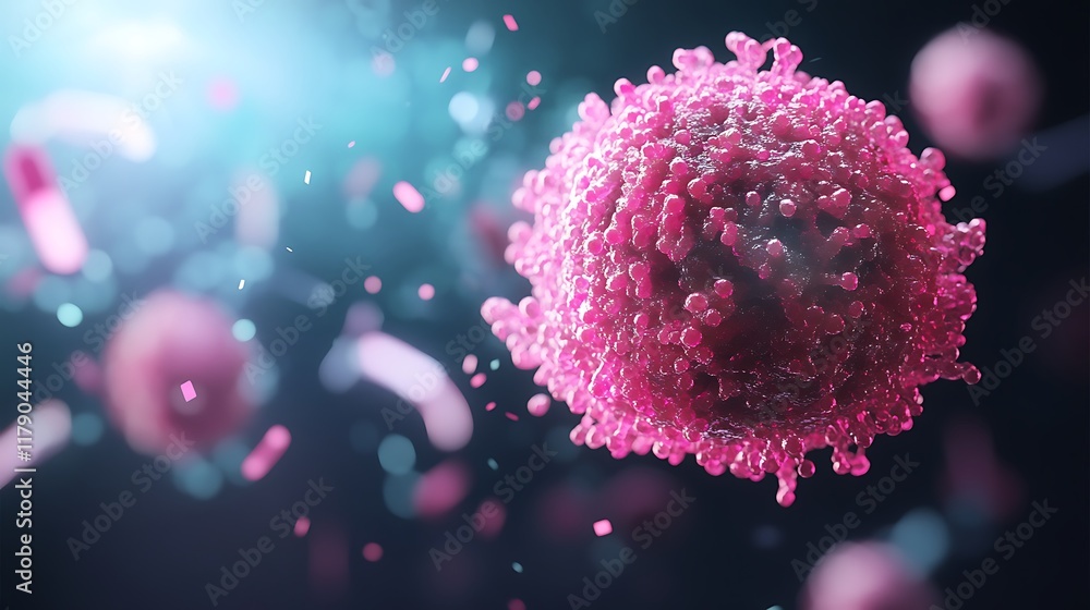 Pink Cell Cluster: A Detailed Microscopic Visualization Pink Cell Cluster: A Detailed Microscopic Visualization