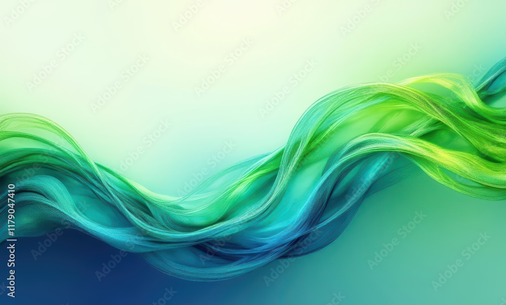 Abstract flowing waves in green and blue Abstract flowing waves in green and blue