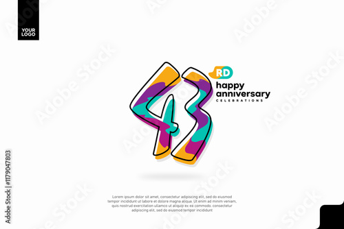 Number 43 logo icon design, 43rd birthday logo number, anniversary 43 photo