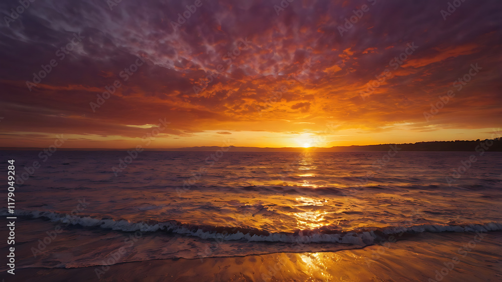 Obraz premium Abstract Sunset Brushstroke Art Featuring Bold Swirls of Golden Yellows, Vibrant Reds, and Gentle Pinks on a Minimal White Background, AI-generated