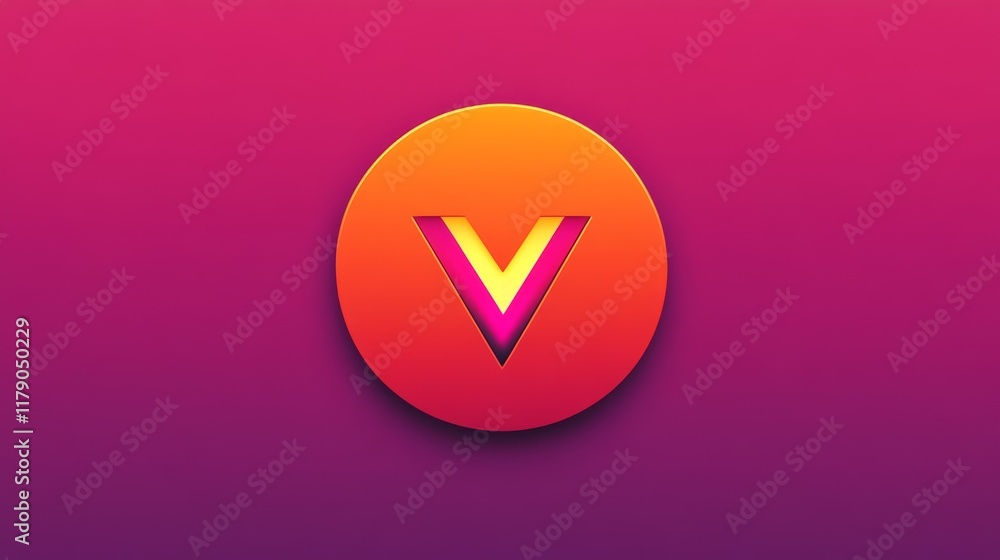 Vibrant 'v' icon on a purple backdrop, modern and minimalist graphic design purple Vibrant 'v' icon on a purple backdrop, modern and minimalist graphic design purple