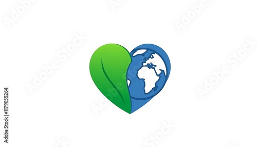 Free Download Green Leaf and Earth Heart: A Vibrant Eco-Friendly Logo - GFXLoad
