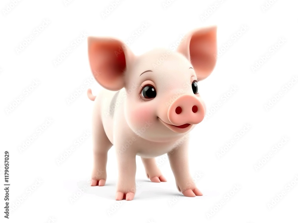 Baby cute cartoon pig 3d rendering illustration Baby cute cartoon pig 3d rendering illustration
