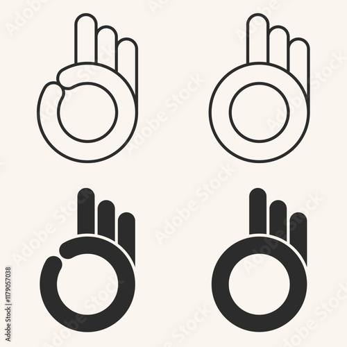 OK hand gesture icon logo vector design art line silhouette illustration.