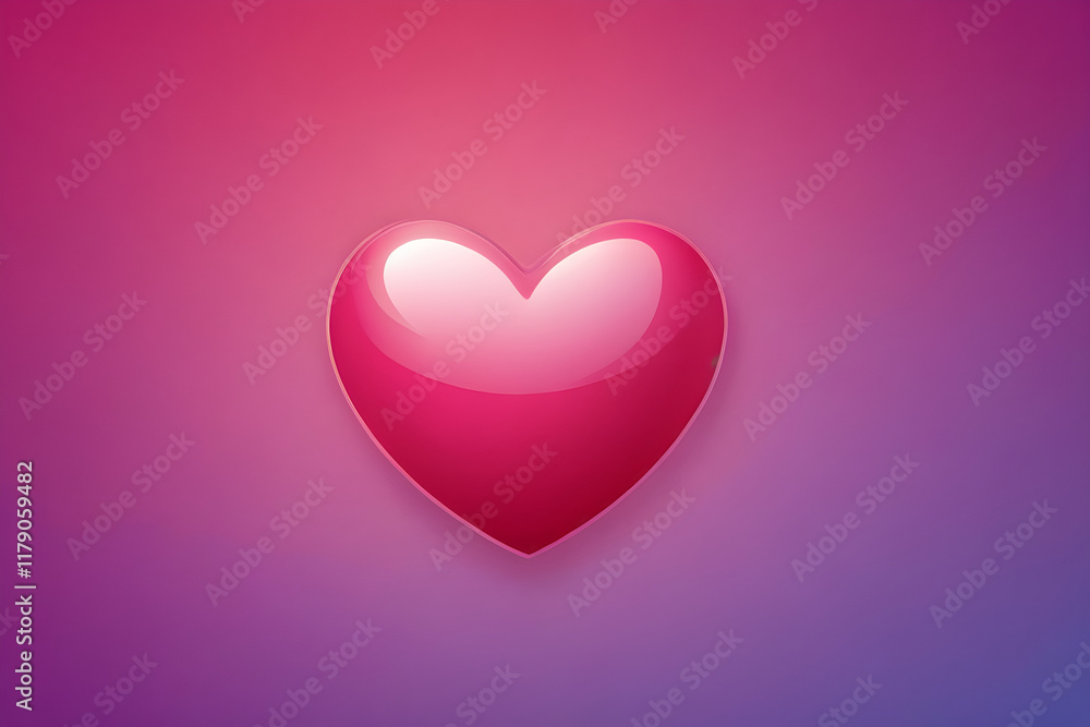 Glossy pink heart glowing against soft gradient, representing passionate emotion and romantic Valentine's Day sentiments with vibrant visual symbolism Glossy pink heart glowing against soft gradient, representing passionate emotion and romantic Valentine's Day sentiments with vibrant visual symbolism