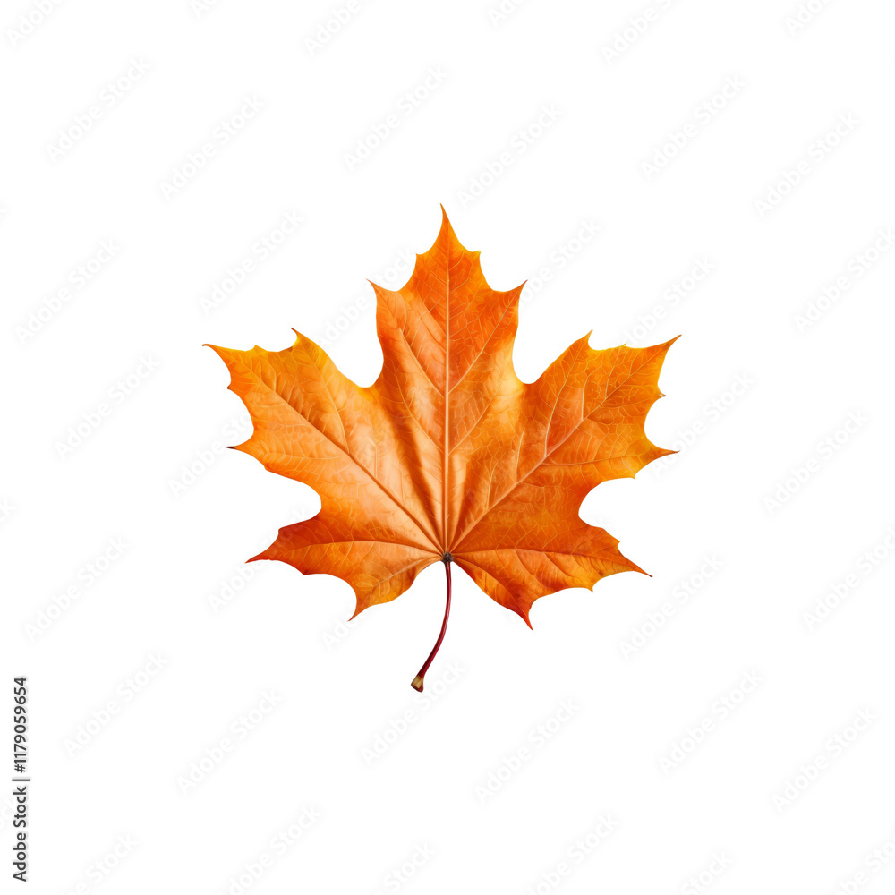 Autumn Maple Leaf: A single, vibrant orange maple leaf, isolated on a white background, captures the beauty and essence of autumn. Autumn Maple Leaf: A single, vibrant orange maple leaf, isolated on a white background, captures the beauty and essence of autumn.
