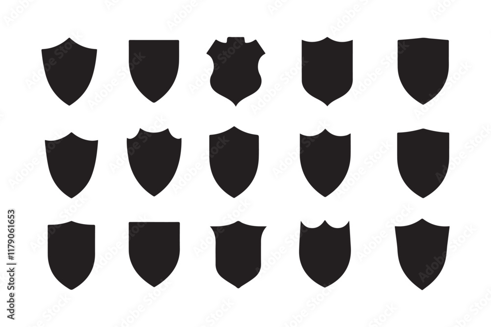 Minimal Shield Icon Set for Creative Designs Minimal Shield Icon Set for Creative Designs