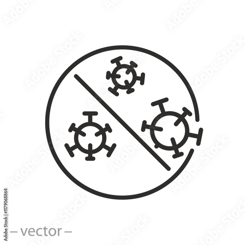 concept of antibacterial property, protection against bacteria icon, circle sign of stop virus, thin line symbol - editable stroke vector illustration eps10