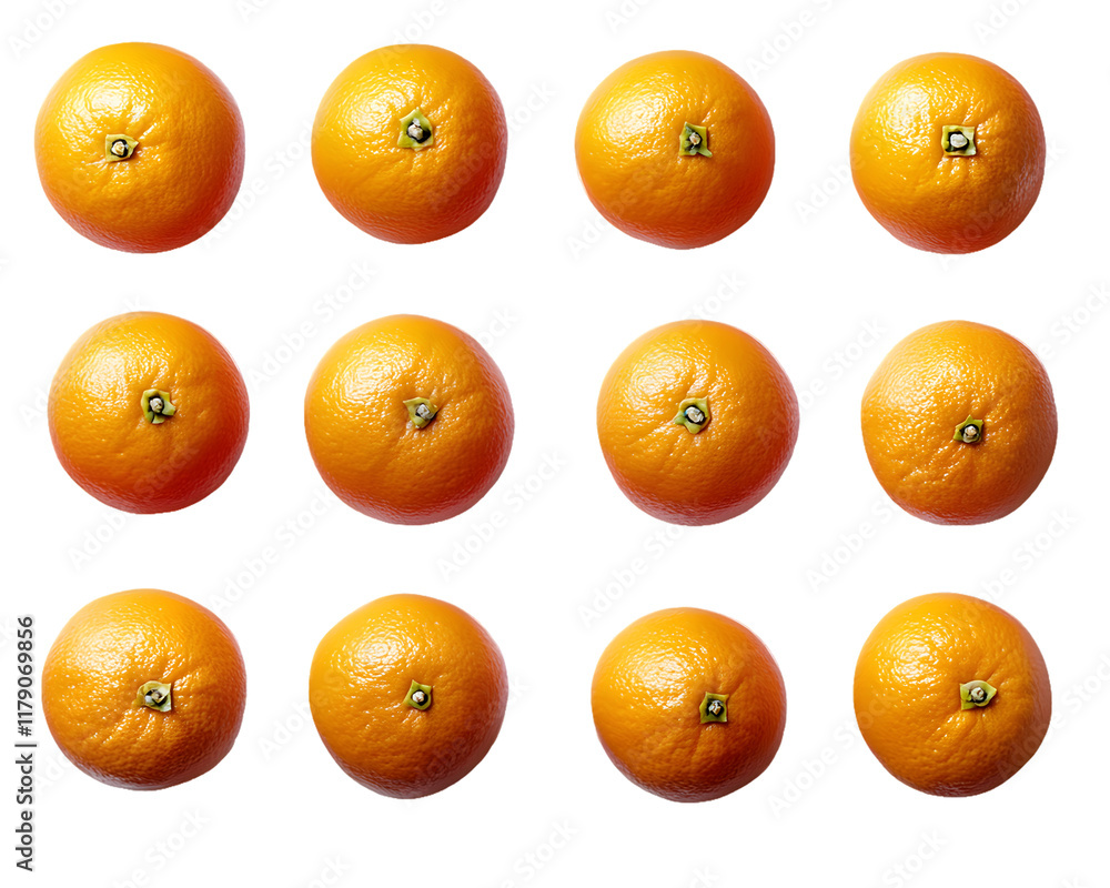 Twelve Oranges in Grid Arrangement Isolated On A White Background, PNG Transparent Twelve Oranges in Grid Arrangement Isolated On A White Background, PNG Transparent