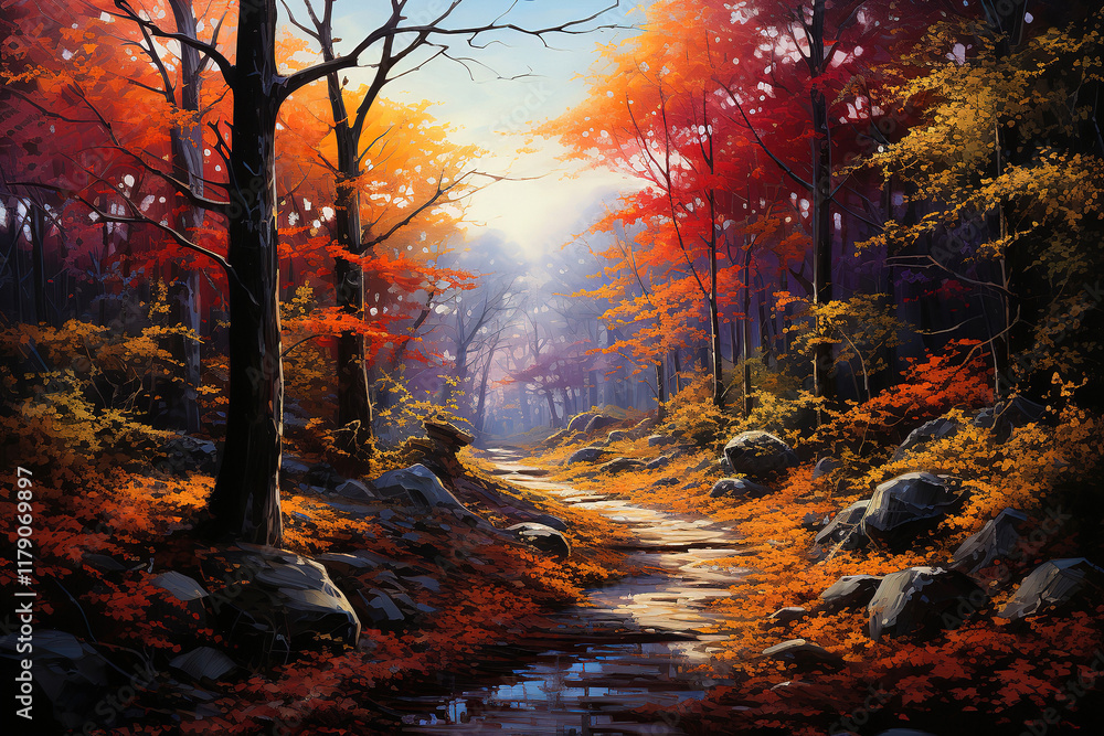 Attractive The serenity of a mountain forest in spring Attractive The serenity of a mountain forest in spring